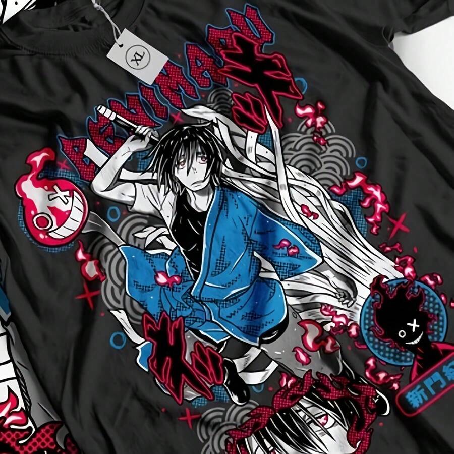 Fire Force Anime T-Shirt - Benimaru, Shinmon, Shinra & Kusakabe Official Character Design With Iconic Fire Force Insignia - Casual & Apparel For Enen No Shouboutai Fans - Đen 2 - Xem 1