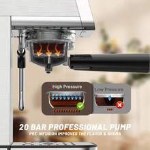 Espresso Machine,Coffee Maker With Auto-Shut Off, 30 Bar Pump Pressure,34 Oz Removable Tank & Removable Drip Tray, Cappuccino Coffee Maker With Milk Foaming Steam Wand For Latte, Mocha, Cappuccino - 查看 4