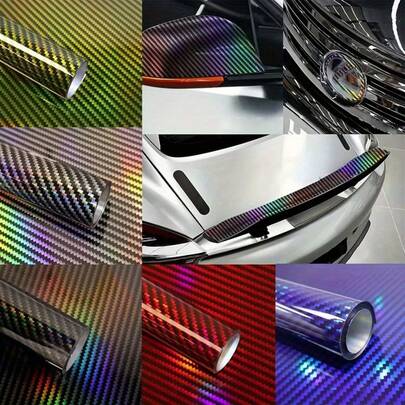 1pc Forged Black Carbon Fiber Vinyl Wrap Film For Cars & Motorcycles - Durable PVC Adhesive Film, Automotive Forged Carbon Fiber Car Wrap Suitable For Exterior & Interior Decoration, Hood Protection, Glass Wrapping