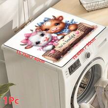 1pc Cute Highland Cow Pattern Printed Washing Machine Dust Cover Mat, Rubber Soft Bottom, Laundry Room Accessory, Washing Machine Top Protective Pad, Quick Absorbent And Dry, Refrigerator Dust Cover, Coffee Maker Countertop Absorbent Mat, Diatomite Draining Mat, Modern Laundry Room And Kitchen Appliance Washing Machine And Dryer Dust Cover, Home Decor, Kitchen And Dining Room Decor - Multicolor - View 13