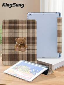 Kingsung Teddybär & Strickmuster Tablet Schutzhülle, geeignet für 9,7/10,2/10,5/10,9/12,9 Zoll Pro 11 Zoll, 10. Generation, Galaxy Tab S6 Lite 10,4 Zoll, Kindle Paperwhite 12. Generation 2024, Kindle (11. Generation) 2022, Clara Colour, weich stoßfest, Smart Stand/Auto Wake/Sleep - Verschiedenfarbig - Übersicht 4