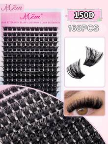 644/280/224 Pieces 300pcs Fluffy Eyelash Clusters, 30D/40D/50D/60D/70D/80D/90D/100D Individual Lashes, Thick Cluster Eyelash Extensions, D Curl Lash Clusters, Individual Lashes, 10-18mm Fine Cluster Lashes, Suitable For Travel, Daily Wear (Beginner Friendly), Wedding, Date, Party, Holiday And More, Great For Christmas/Halloween/Gift Giving - 黑色 - 查看 10