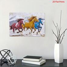 1pc Modern Horse Wall Art - Horses Framed Painting, Wooden Wrapped Canvas, Vibrant Contemporary Equestrian Picture, Ready-To-Hang, Bedroom, Office Decor - & Halloween &, 2D Flat - 1 - View 4