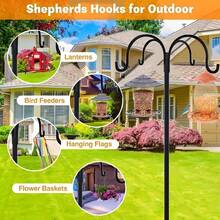 88-Inch Shepherd's Hook, 19-Tube Multi-Hook, 5 Ground Spikes, Bird Feeder, Suitable For Hanging Flower Baskets, Birdcages, Lamps, Etc. In Gardens, Yards, And Hallways - 牧羊鉤 - 查看 6