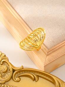 Luxury & Elegant Minimalist Women's Gold Ring - Made Of Copper Plated With 24K Gold - Adjustable Open Size - Multiple Styles To Choose From - Alternative To Gold Rings - Yellow Gold - View 7