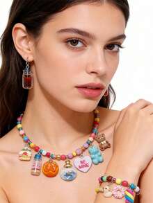 5/30/50/80/100/150/200颗多色亮面玻璃珠 - 透明首饰制作套装 - 可制作独特的项链、手链和耳环，适合DIY爱好者 - 彩色 - 查看 6