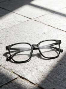 1pc/2pcs Retro Large Frame Plain Glass Rivet Glasses, Personalized Street Style Minimalist Glasses Frame For Men - Clear - View 7