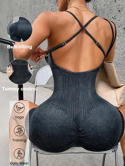 Aoqta Sports Women's Jumpsuit Spring And Summer Leisure Solid Color Halter Jumpsuit For Gym Sports Fitness Exercise Yoga