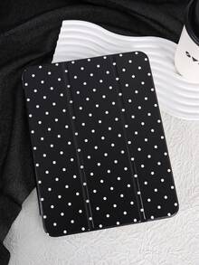 1个黑色波点图案平板电脑保护套，兼容Mini4/Mini5/Mini6/Mini7/Air/Air2/9.7/10.2/10.5/Air4/Air5/10.9/Pro 11英寸/第十代/Air 11英寸(M2)-2024/Pro 11英寸(M4)-2024/Air 11英寸(M3) 2025/(A16) 11英寸第十一代 2025、Galaxy Tab A8 10.5英寸 2022，内置笔槽，三折支架，不含配件 - 彩色 - 查看 3