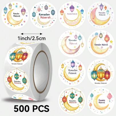 JOERBABU the little kangaroo Bobbie 500pcs/Roll Ramadan Crescent Lantern, Cartoon Mushroom, Mermaid Pattern Stickers, Ideal For Small Gifts. Back-To-School Season, Ramadan. DIY Decorative Stickers. Can Be Used For Small Gifts, Gift Decoration, Water Bottle Decoration, School Rewards, Stationery Decoration And Other Preferred Product Decorations