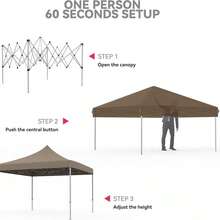 Sombrilla de patio de doble cara con base, 36 luces LED solares y toldo impermeable, fácil de instalar. Gran sombra exterior con 4 paredes laterales y bolsa con ruedas para jardín, piscina, patio, ter - Caqui - Ver 5