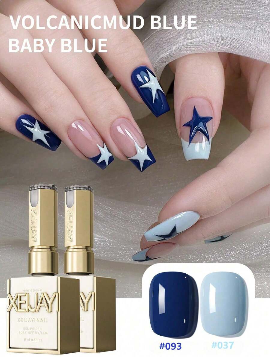XEIJAYI 2瓶15毫升火山泥蓝薄荷绿双色凝胶指甲油，UV/LED可卸，适合春夏DIY居家美甲及美甲沙龙使用