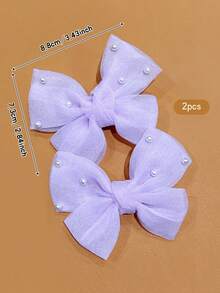 2pcs Lavender Bowknot Hair Clips, Sweet Fashion Hair Accessories Suitable For Daily Use - Mauve Purple - View 6