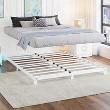 3 Inch Bed Frame Queen Size Low Profile Queen Heavy Duty Platform Bed Frame No Box Spring Needed Easy Assembly Noise Free Black-B001 - 5吋白色 - 查看 6