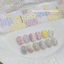 日式格子美甲印花箔，采用四季棕色条纹密胺面料设计，适合美甲沙龙DIY，轻松打造美甲造型，也可作为女士节日礼物赠送（需搭配印花胶使用） - 彩色 - 查看 12