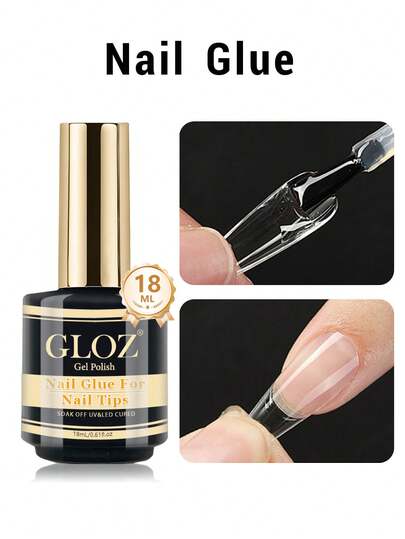 GLOZ 18ml Super Strong Nail Glue, Suitable For Acrylic Nails, Nails, Press-On Nails, Fake Nails, Salon-Grade Brush-On Nail Glue, Easy To Apply, Long-Lasting .