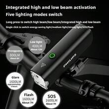 Philips SFL2506 Bike Light Front Light, Aluminum Alloy Waterproof Rechargeable Night Riding Super Bright Flashlight, Mountain Road Bike Cycling Equipment Accessories ，bike front light，night cycling light，bicycle headlight - 黑色 - 查看 7