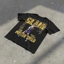 Anthony Edwards Slam Magazine T-Shirt, Vintage Basketball Graphic Tee, Retro 90s Hoops Streetwear, NBAS Poster Child Shirt, Sporty Aesthetic - 黑色 - 查看 1