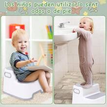Taburete de Aseo Infantil - Taburete de 2 escalones para niños pequeños, Segura y Antideslizante, Adecuada para Que los niños se laven Las Manos, se cepillen los Dientes, vayan al baño - Negro - Ver 6