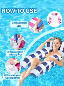 1/2Pcs Swimming Pool Loungers, Inflatable Float Beds, Foldable Striped Swimming Floats, Pool Parties, Beach Accessories - 1 Item - View 7