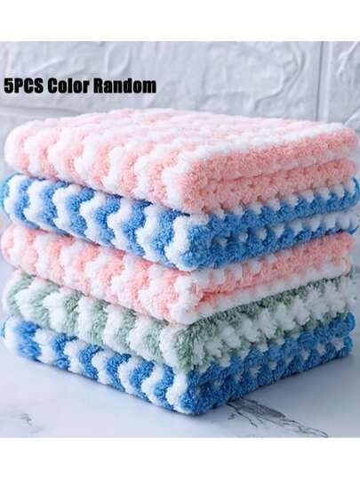 20pcs Thick Kitchen Cleaning Towels Coral Fleece Dish Cloths, Non-Greasy Non-Shedding, Multi-Scene Kitchen & Household Cleaning Pads,Highly Absorbent, , Assorted ColorsCleaning Cloths 9.8"*9.8", Not Support Machine Washing,Kitchen,Bathroom,Home,Household Supplies