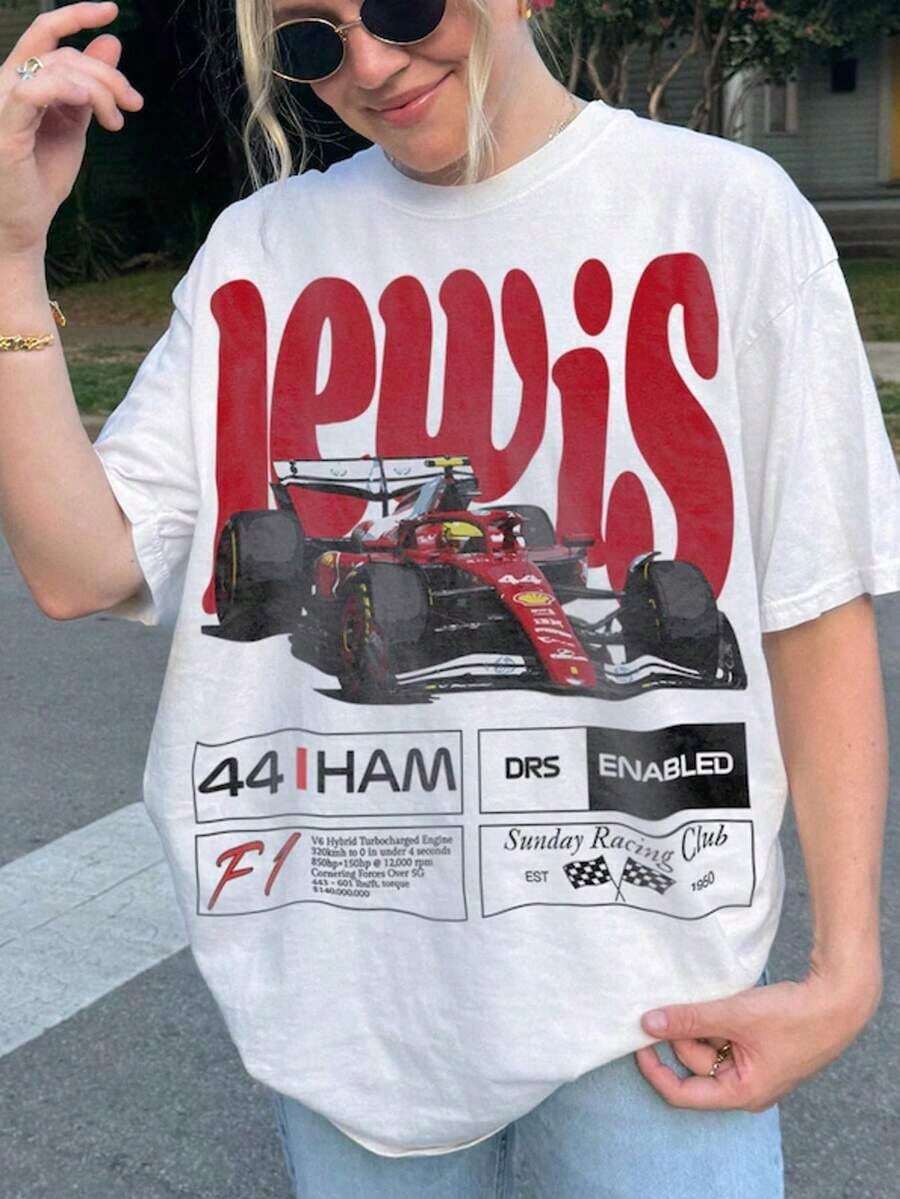 2026 Summer TopsVintage Lewis  T-Shirt, Hamilton  Retro Graphic Tee, Vintage Fan T-Shirt, Hamilton F1 GiftLoose And Comfortableshirts - trắng - Xem 1