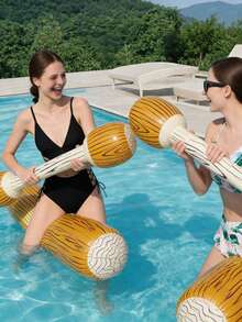 1/2/4pcs Inflatable Water Jousting Sticks, Wood Grain Design, With Handle, PVC Material, Suitable For Water Games, Swimming Pool, Beach, Party, Inflatable Pool Floats, Inflatable Buoys, Pool Rafts, Add Fun, Requires Separate Purchase Of Air Pump - Water-based Antiphonal Sticks - View 6