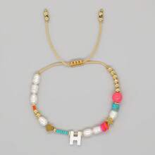 1pc Women's Fashion Pearl Letter A-Z Bracelet, Minimalist Luxury Style Accessory - Multicolor - View 16