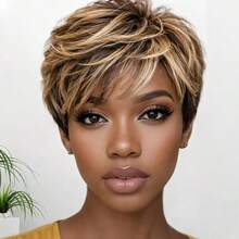 Women's Fashion Pixie Short Hair Wig, 180% Density Brazilian Remy Human Hair, Layered, P4/27 Color, Suitable For Daily Wear, Parties And Festivals, Elegant Women's Wig - S4/27 - View 4