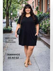 Comfortable Basic Black Striped Midi Summer Dress, Loose And Casual Style, Ideal For Airport, Old Money Style, Teacher's Clothes, Church Dresses For Women, Plus Size Curvy Dress - MÀU ĐEN TRƠN - Xem 3