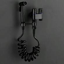 Handheld Toilet Bidet Sprayer Bathroom Handheld Bidet Set Toilet Self-Cleaning Shower Head Onelet Two Outlets Angle Valve Tap Black - Flushing Valve - View 1