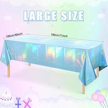 1pc Blue Laser Sapphire Blue Table Cover For Birthday Wedding Party Decoration - Multicolor - View 3