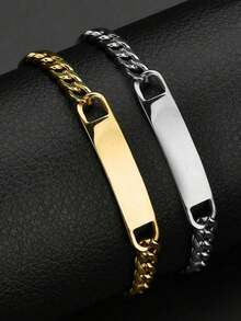 Personalized Carved Name ID Pattern Bracelet, Women's Bracelet Suitable For Daily Holiday Parties, The Best Gift To Give To Friends - Multicolor - View 5