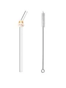 1/2pcs[Cute Rabbit Decorated Reusable Glass Straws]Bendable Straws | Cleaning Brush Included | Suitable For Bubble Tea/Coffee/Juice/Smoothie | Handmade | Christmas/Valentine's Day/New Year/Birthday/Halloween/Thanksgiving/520/Carnival | Kitchen/Cafe/Bar/Outdoor Travel/Party/Wedding | Girlfriend/Boyfriend/Parents/Friends/Nature Lovers | Exquisite Gift Set - Multicolor - View 7