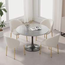 Restaurant Chairs, Lounge Chairs, Banquet Chairs, Golden Yellow Legs, Chenille Fabric, Grey, Beige, Dimensions: W 47.5 * D 56 * H 74 Cm (4 Chairs) - Beige - View 11