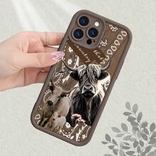 Western Highland Cow & Calf Phone Case, Aesthetic Country Style Bull Graphic With Paisley Pattern, Shockproof Protective Soft Cover Compatible With IPhone 17/16/15/14/13/12/11/7/X Pro Max Plus - Cà phê nâu - Xem 7