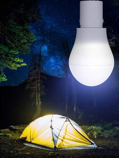 LED Solar Light Bulb Pendant Lamp Outdoor Shed Camping Tent Night Market Stall Fishing Mountaineering Safety Emergency Portable Lighting Cool White No Flicker Eye Protection USB Rechargeable With Solar Panel Accessory Hooks