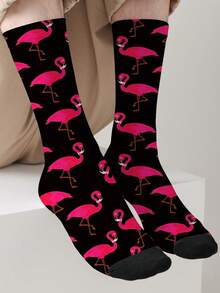 1双360度印花袜子，创意独特3D数码印花中筒袜，情侣袜，情人节礼物 - 黑色 - 查看 7