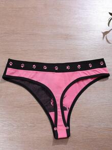 7pcs Women's Seamless Cat Print Comfortable Thong Panties - Multicolor - View 6