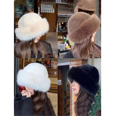 1 chiếc mũ len mùa đông mềm mại dành cho nữ, kiểu dáng châu Âu và Hàn Quốc, giữ ấm tốt, màu trơn dễ thương, đa năng, thiết kế dày dặn, mũ mùa đông.