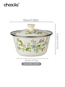 1 pieza Tazón de arroz con tapa con diseño esmaltado, tazón de sopa, tazón para fideos instantáneos, tazones esmaltados, material metálico resistente a los arañazos, apto para lavavajillas, artículos de cocina esenciales para cocinar en casa y comidas de camping - Cuenco esmaltado - Ver 11