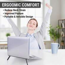 Foldable & Adjustable ABS Portable Computer Stand, Enhances Cooling And Ergonomic Design - Black - View 7