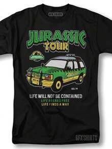 Jurrasic Park Tour Shirt Movie Classic Retro Vintage Graphic Design T-Shirt - màu đen - Xem 1
