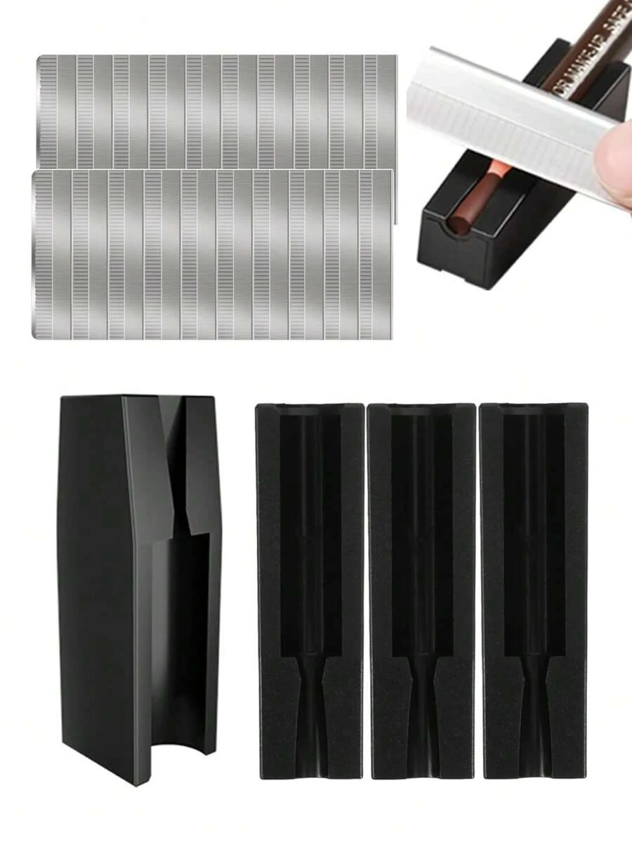 12/11/2PCS Hairline Eyebrow Pencil Trimmer Accessory Set Eyebrow Pencil Auxiliary Groove Tool Wave-Shaped Stainless Steel Blade Eyebrow Pencil Trimmer. - Multicolor - View 1