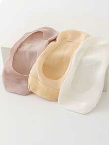 1/5/10双装女士夏季隐形船袜，无缝低帮袜，网眼透气硅胶防滑内衬袜 - 彩色 - 查看 8