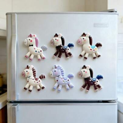 5个/10个卡通马冰箱贴，可爱动物装饰磁贴，个性化冰箱贴，适用于厨房、办公室、白板、储物柜、洗碗机，厨房装饰，家居装饰，母亲节礼物