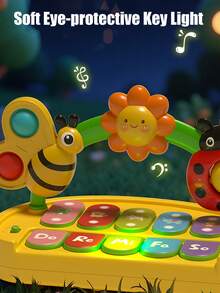 Quderbel Baby Klangspielzeug, Musikalisches Fingerpiano Babyspielsache, Frühkindliche Bildung Baby Intelligentes Klang Musik Spielzeug, Beleuchtetes elektronisches Klavier Kinderspielzeug, Spielbares Geschenk - Verschiedenfarbig - Übersicht 5