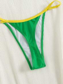 巴西风情三件套泳衣套装 - 黄绿色比基尼，印有“BRASIL”字样，搭配同款罩衫 | 完美适用于夏季海滩度假、泳池派对和热带节日 - 黃色 - 查看 9