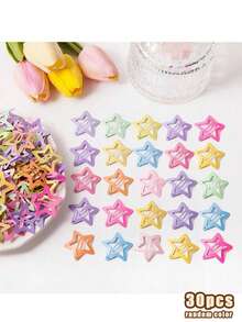 30pcs Girls' Sweet Hair Clips, Colorful Star Hair Accessories, Bangs Clips, Simple Everyday Hair Decorations - Multicolor - View 7