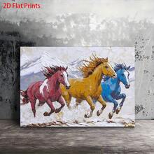1pc Modern Horse Wall Art - Horses Framed Painting, Wooden Wrapped Canvas, Vibrant Contemporary Equestrian Picture, Ready-To-Hang, Bedroom, Office Decor - & Halloween &, 2D Flat - 1 - View 2